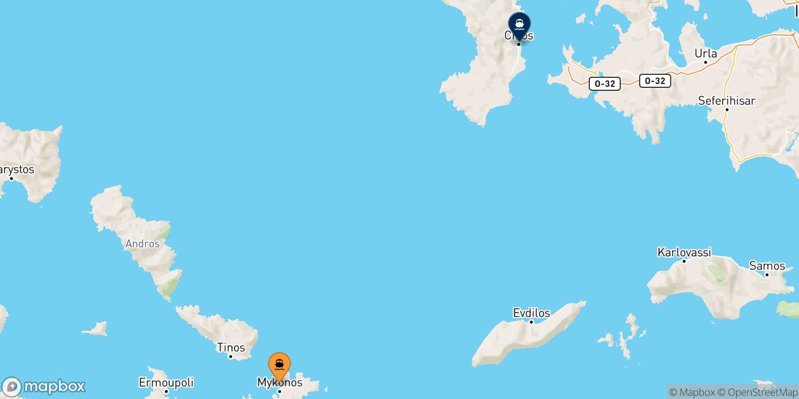 Mykonos Mesta Chios route map