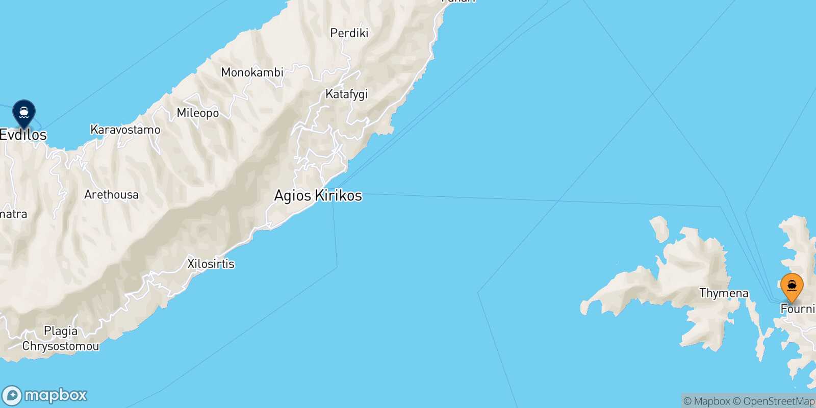 Fourni Evdilos (Ikaria) route map