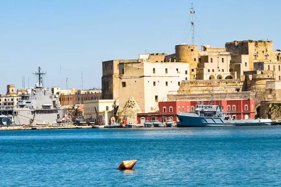 View of the port in Brindisi, Italy.