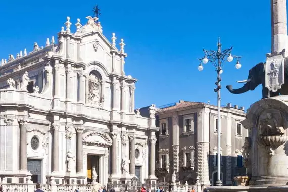 View of the duomo in Catania, Sicily.