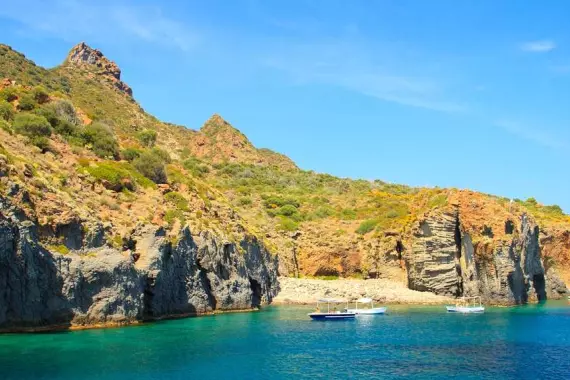 A rocky beach of the island of Panarea.