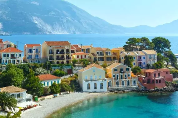 The town of Assos on Cefalonia, Greece.