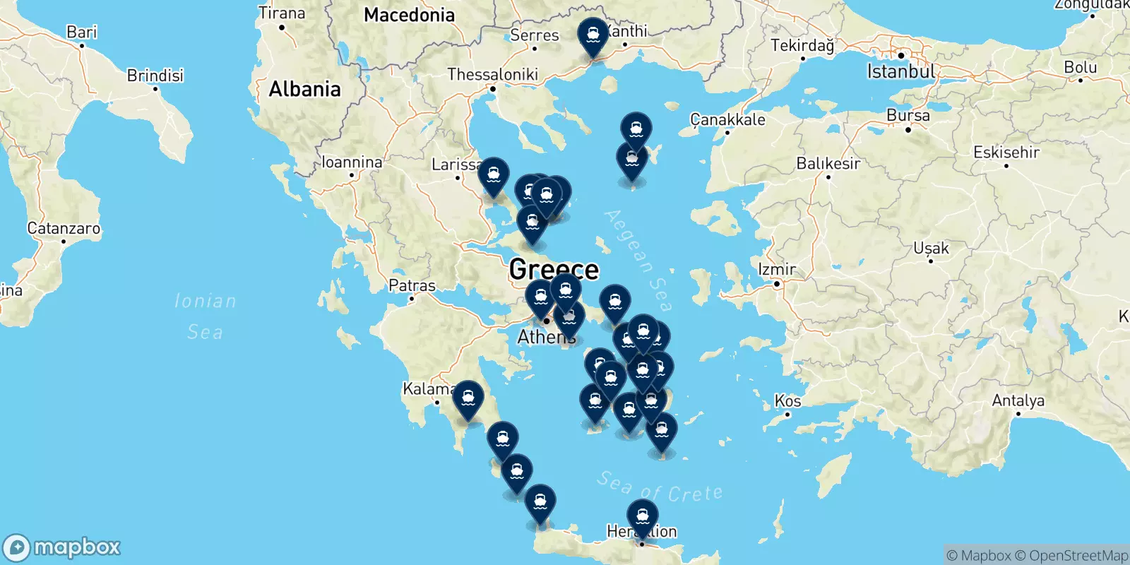 Seajets destinations map