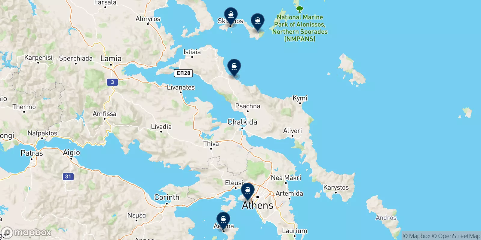 Saronikos Leve Ferries destinations map