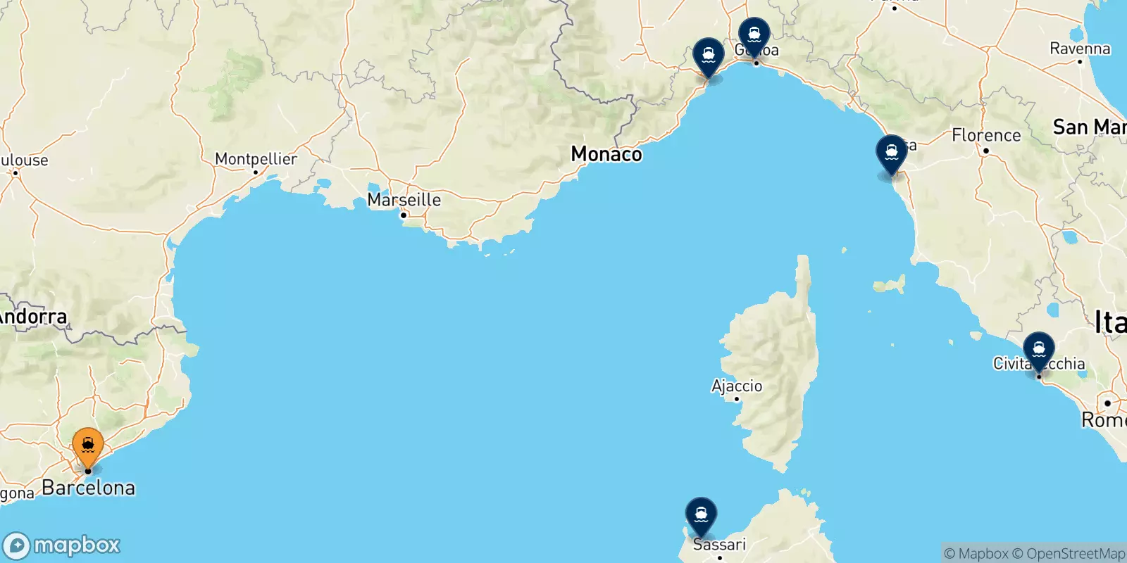 Ferries from Spain to Italy