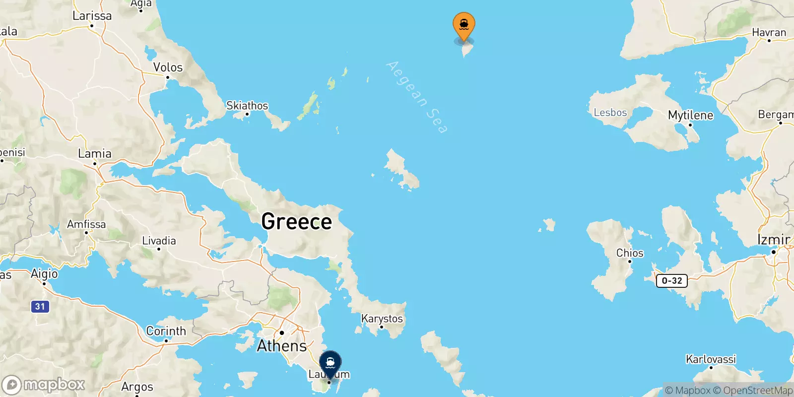 Ferries from Agios Efstratios to Lavrio