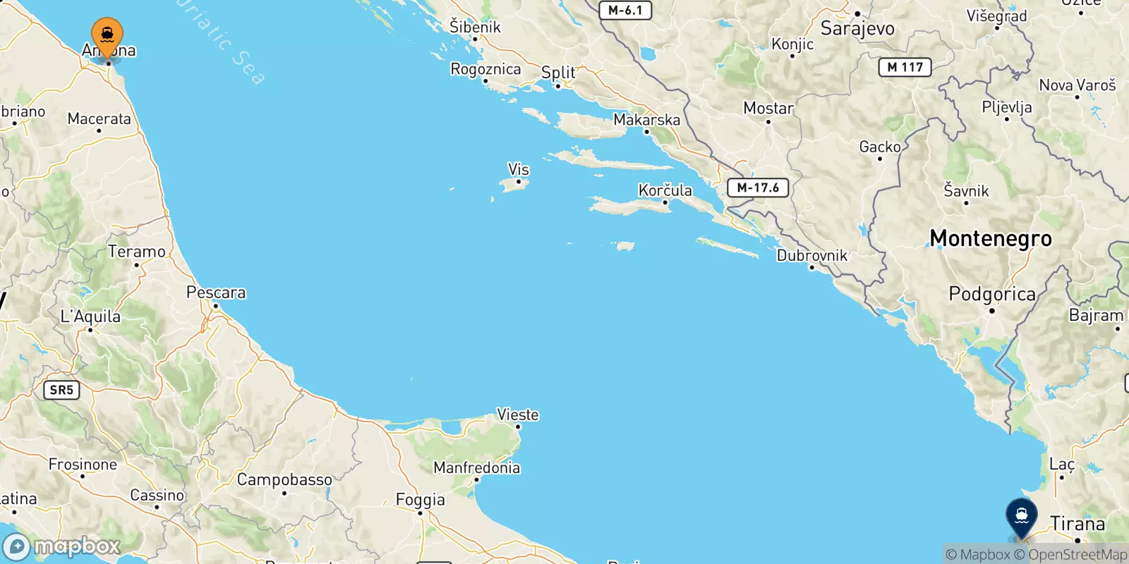 Ferries from Ancona to Albania