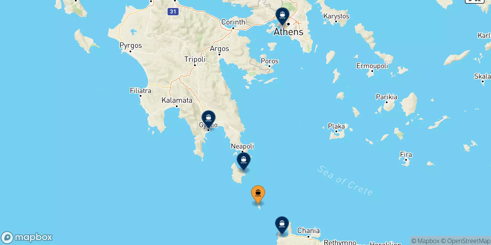 Ferries from Antikythira to Greece