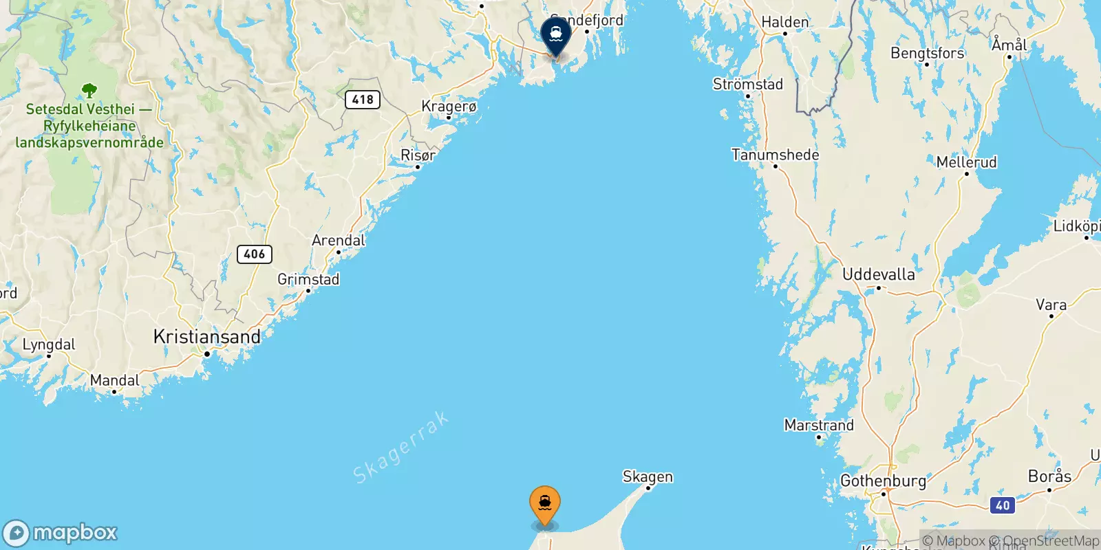 Ferries from Hirtshals to Larvik