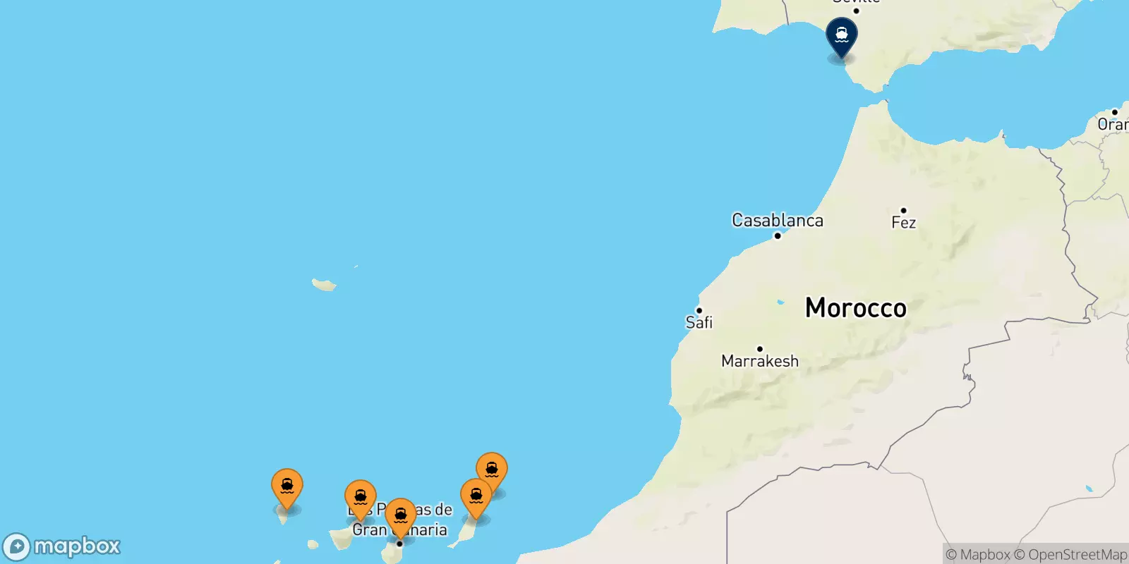 Ferries from the Canary Islands to Cadiz