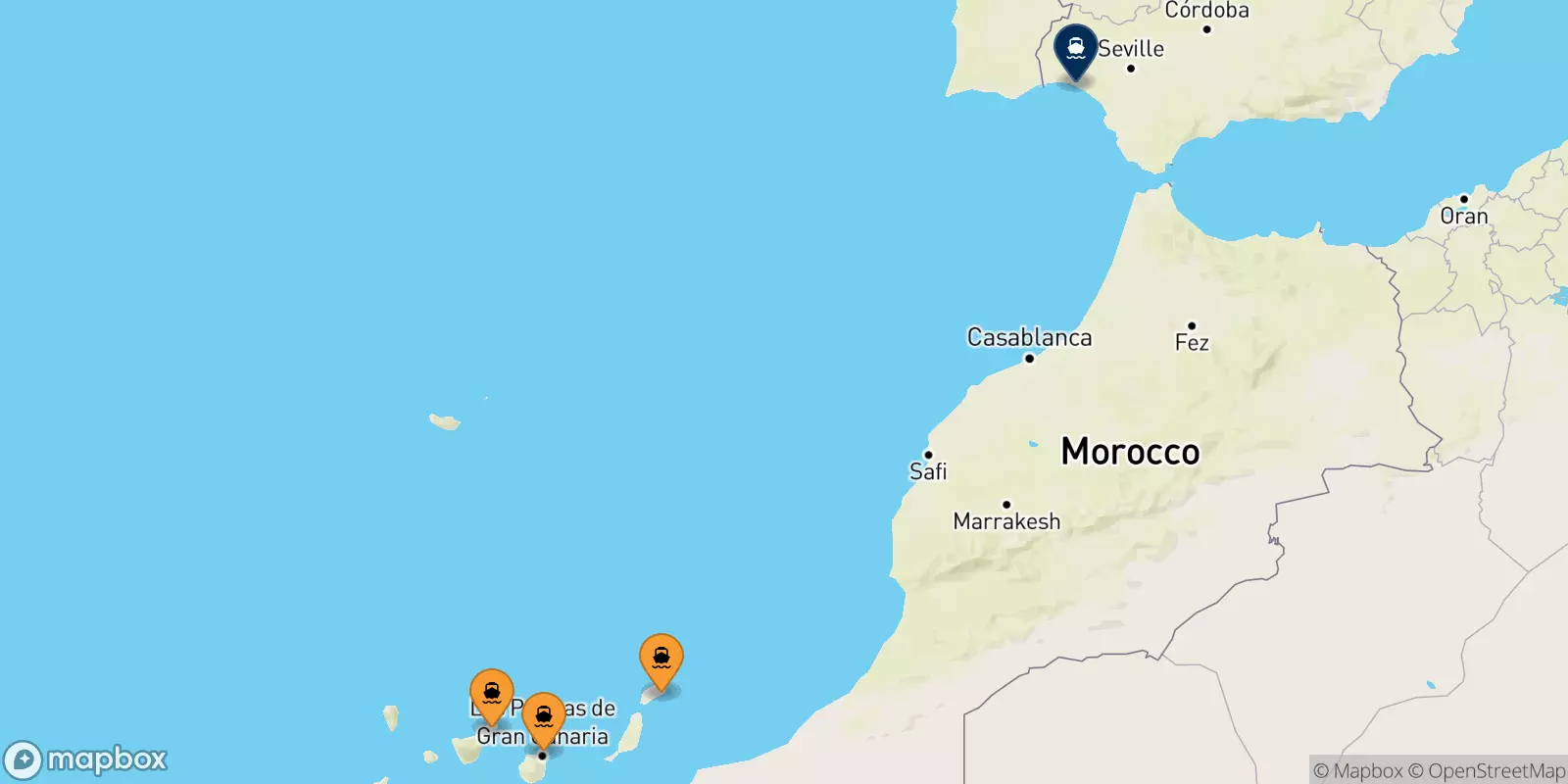 Ferries from the Canary Islands to Huelva