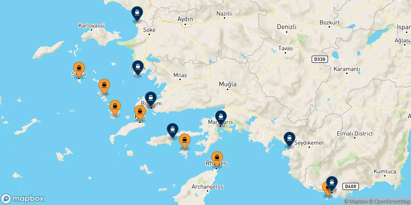 Ferries from the Dodecanese Islands to Turkey