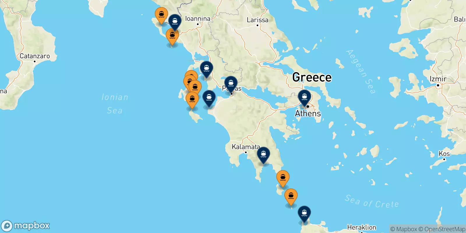 Ferries from the Ionian Islands to Greece