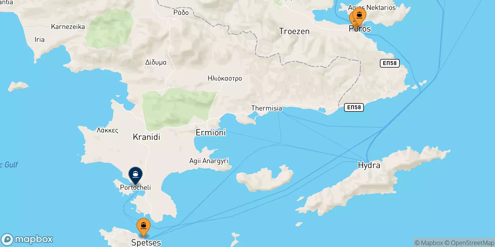 Ferries from the Saronic Islands to Porto Heli