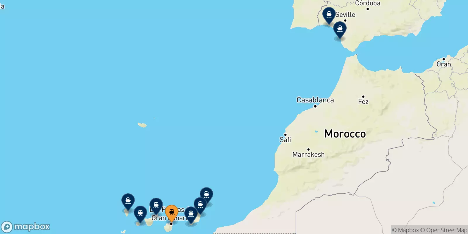 Ferries from Las Palmas De Gran Canaria to Spain