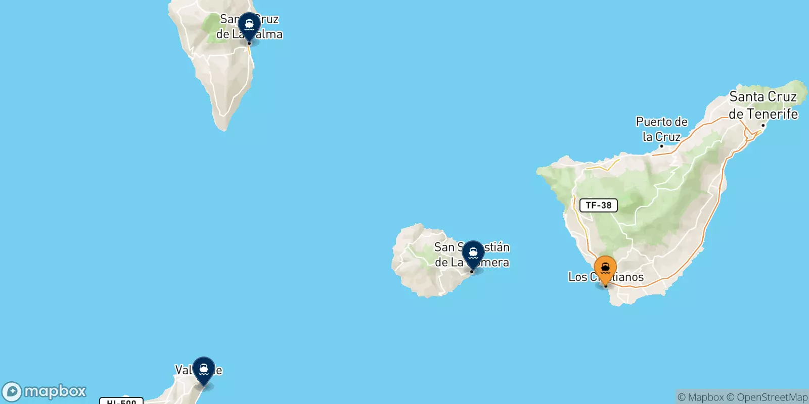 Ferries from Los Cristianos (Tenerife) to the Canary Islands