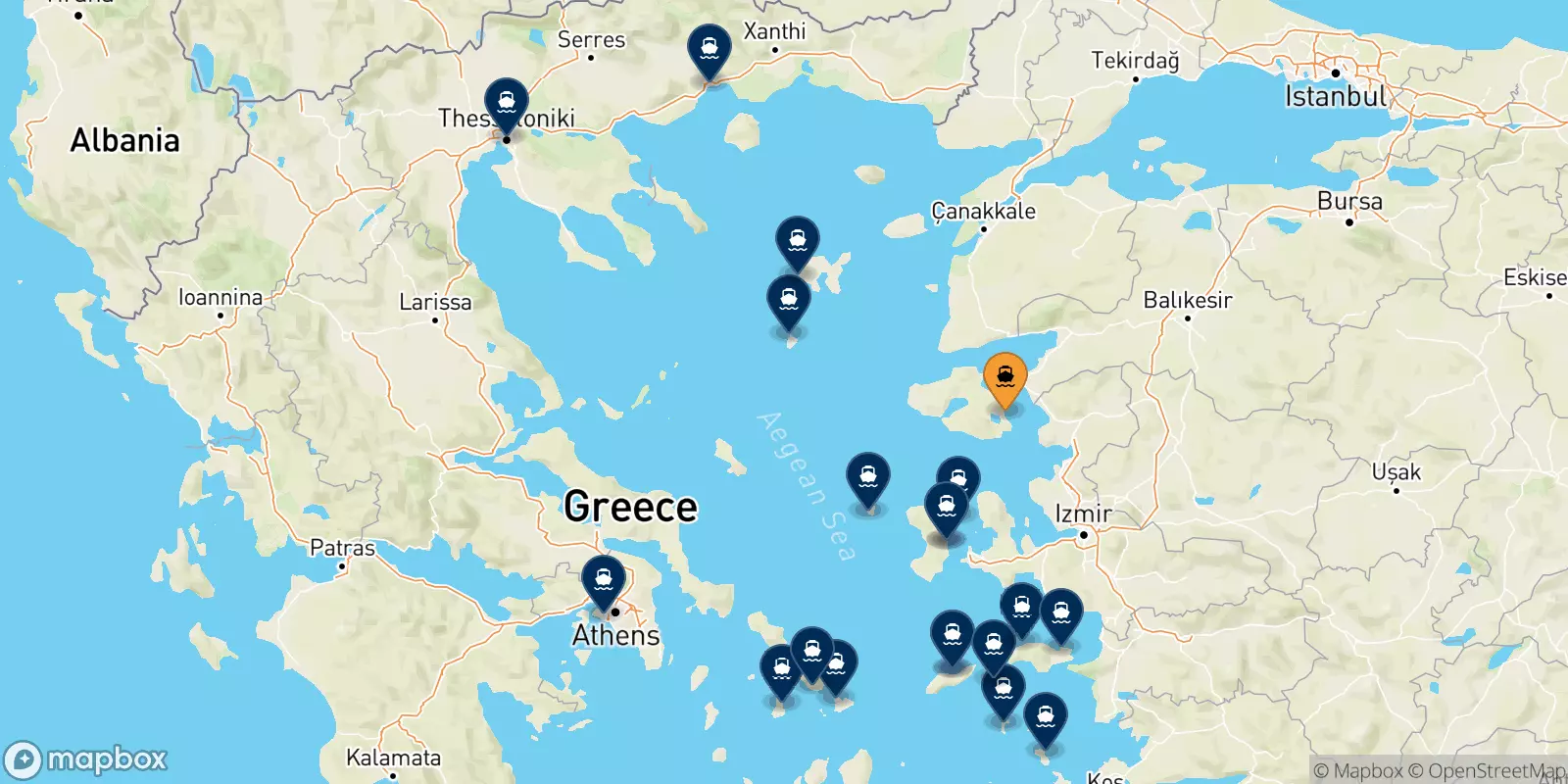 Ferries from Mytilene (Lesvos) to Greece