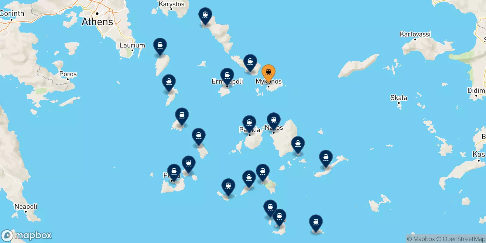 Ferries from Mykonos to the Cyclades Islands