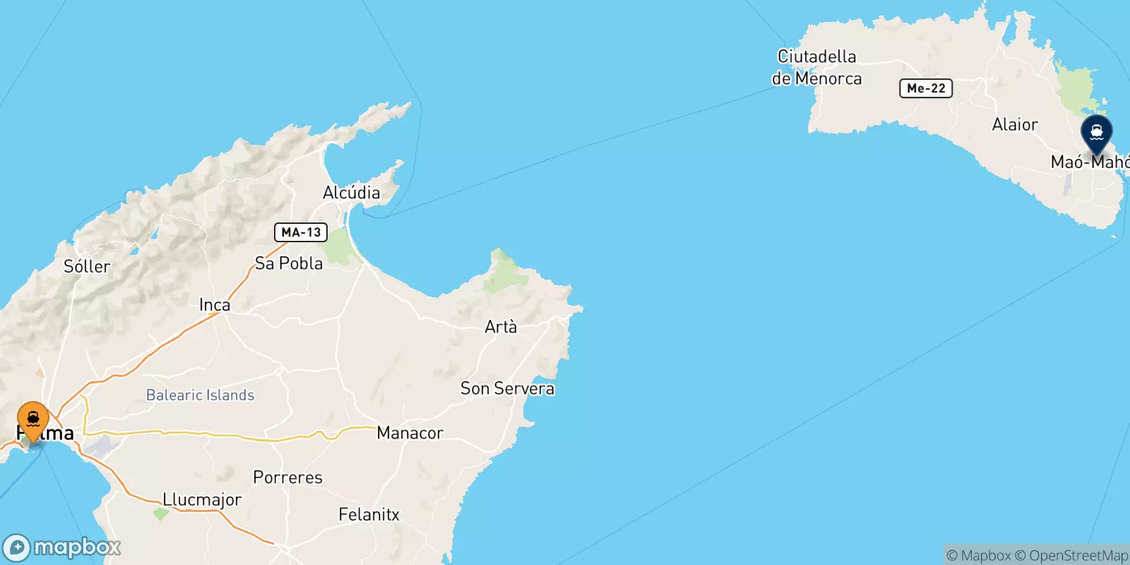 Ferries from Palma to Mahon (Minorca)