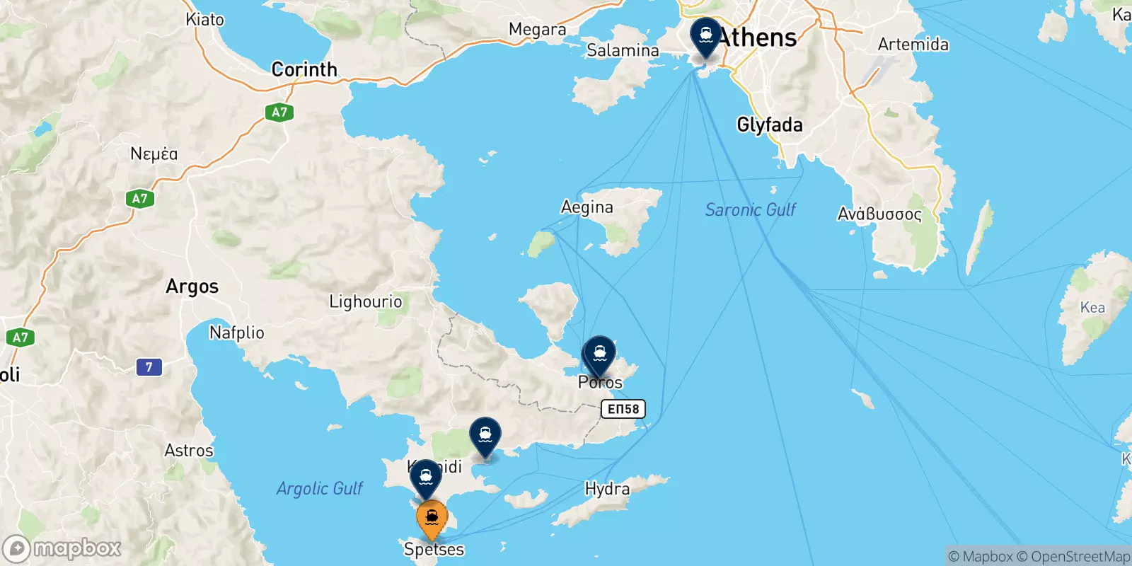 Ferries from Spetses to Greece