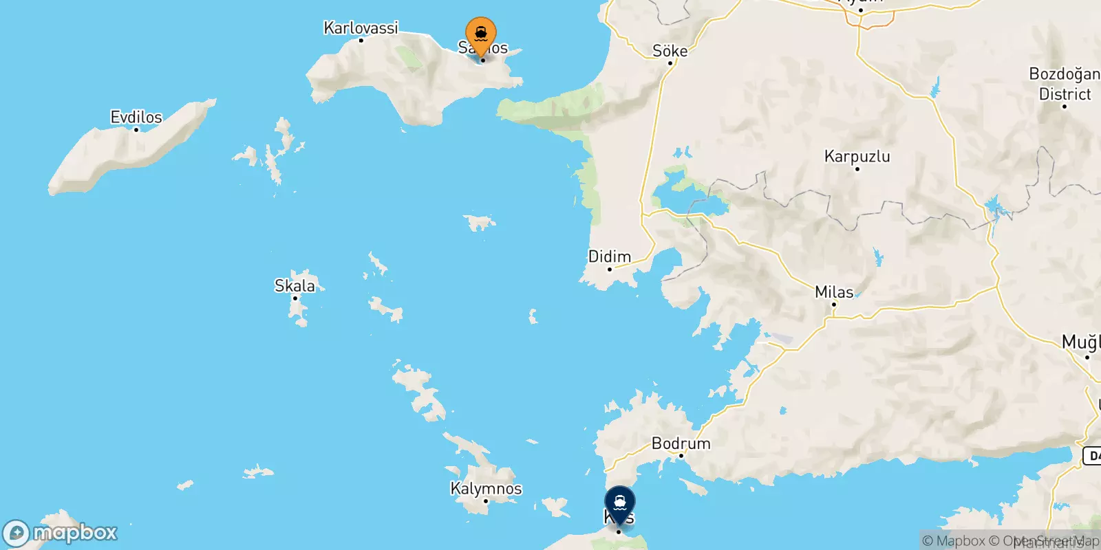 Ferries from Vathi (Samos) to Kos