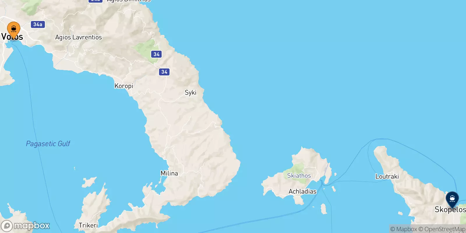 Ferries from Volos to Skopelos