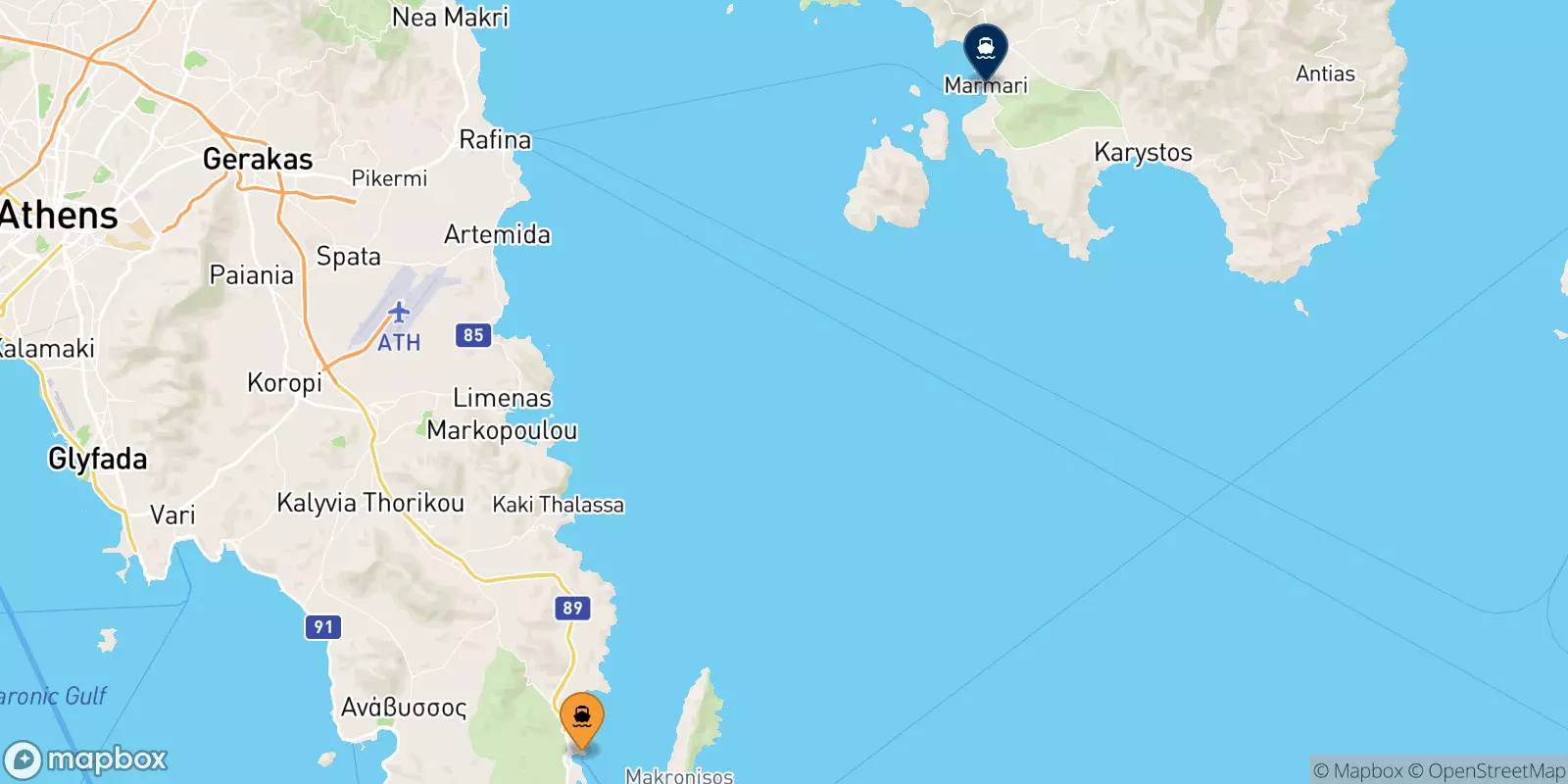 Ferries from Lavrio to Marmari