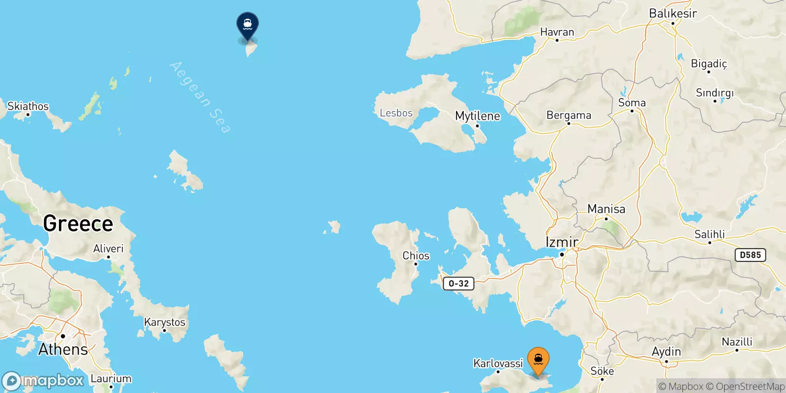 Ferries from Vathi (Samos) to Agios Efstratios