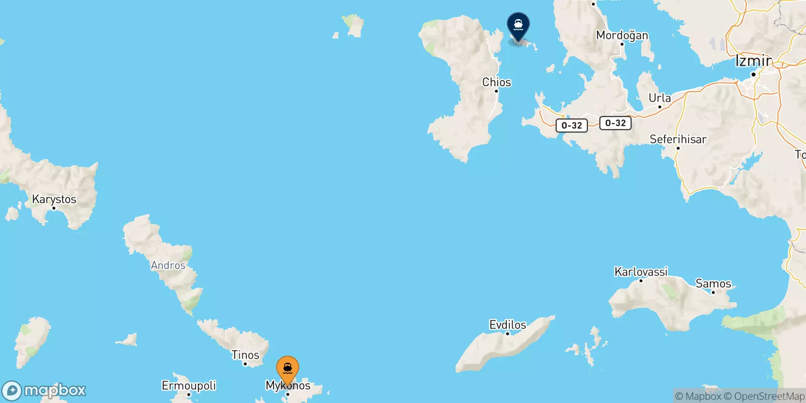 Ferries from Mykonos to Inousses