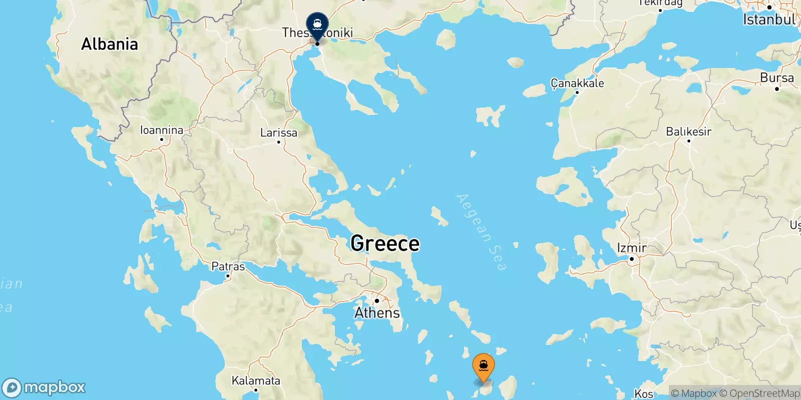 Ferries from Paros to Thessaloniki