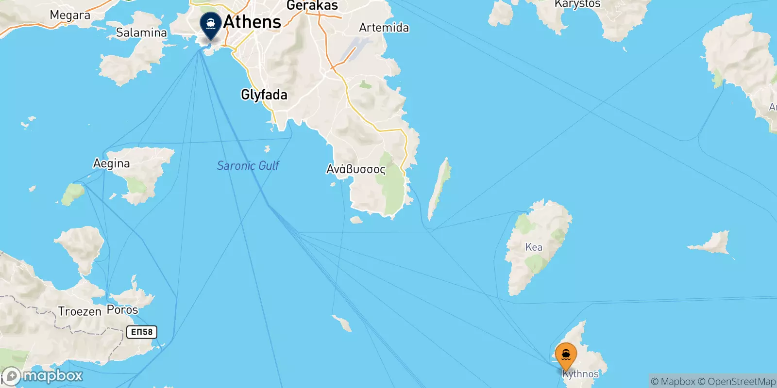 Ferries from Kythnos to Piraeus