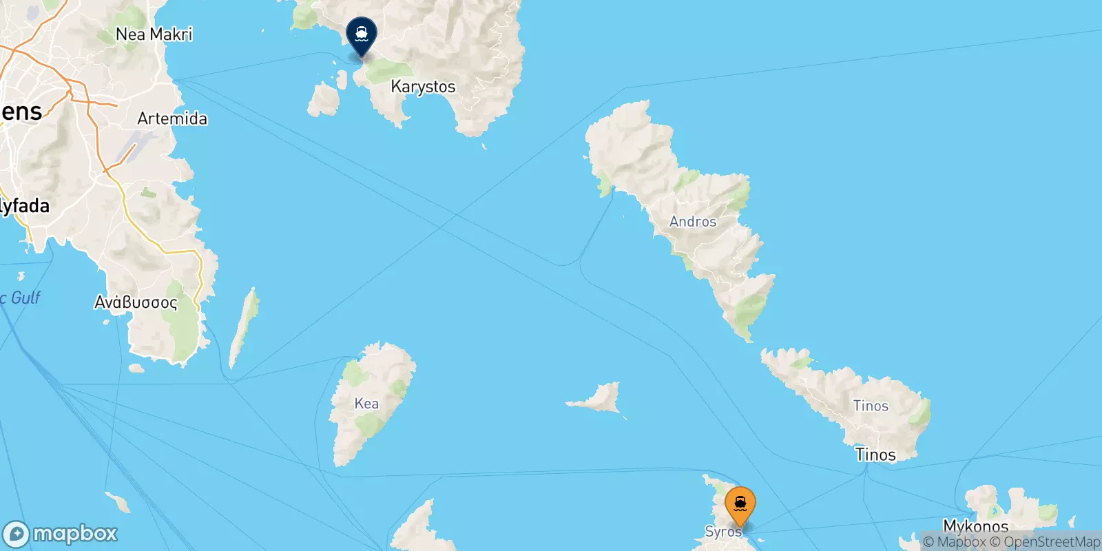 Ferries from Syros to Karystos