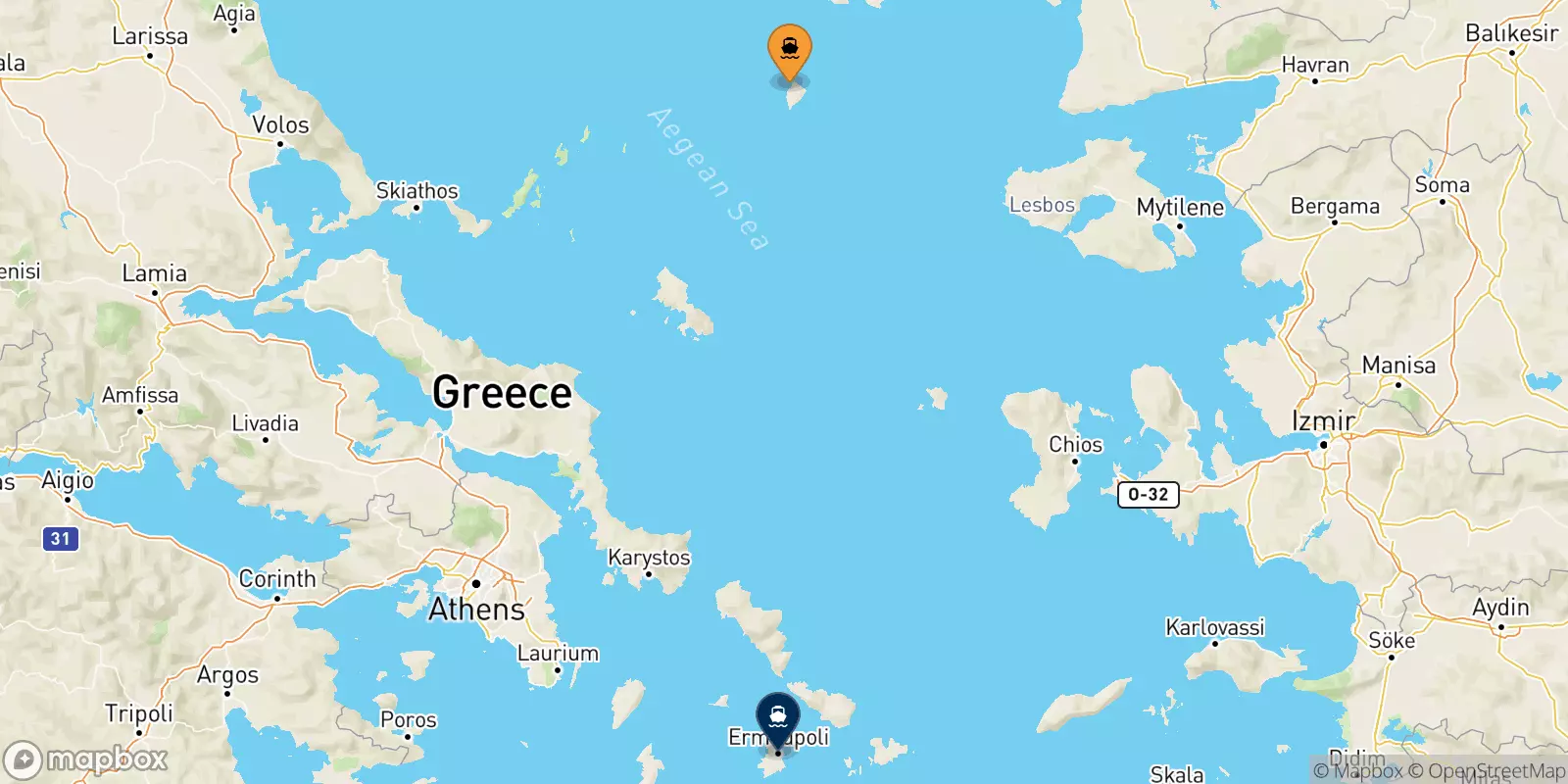 Ferries from Agios Efstratios to Syros