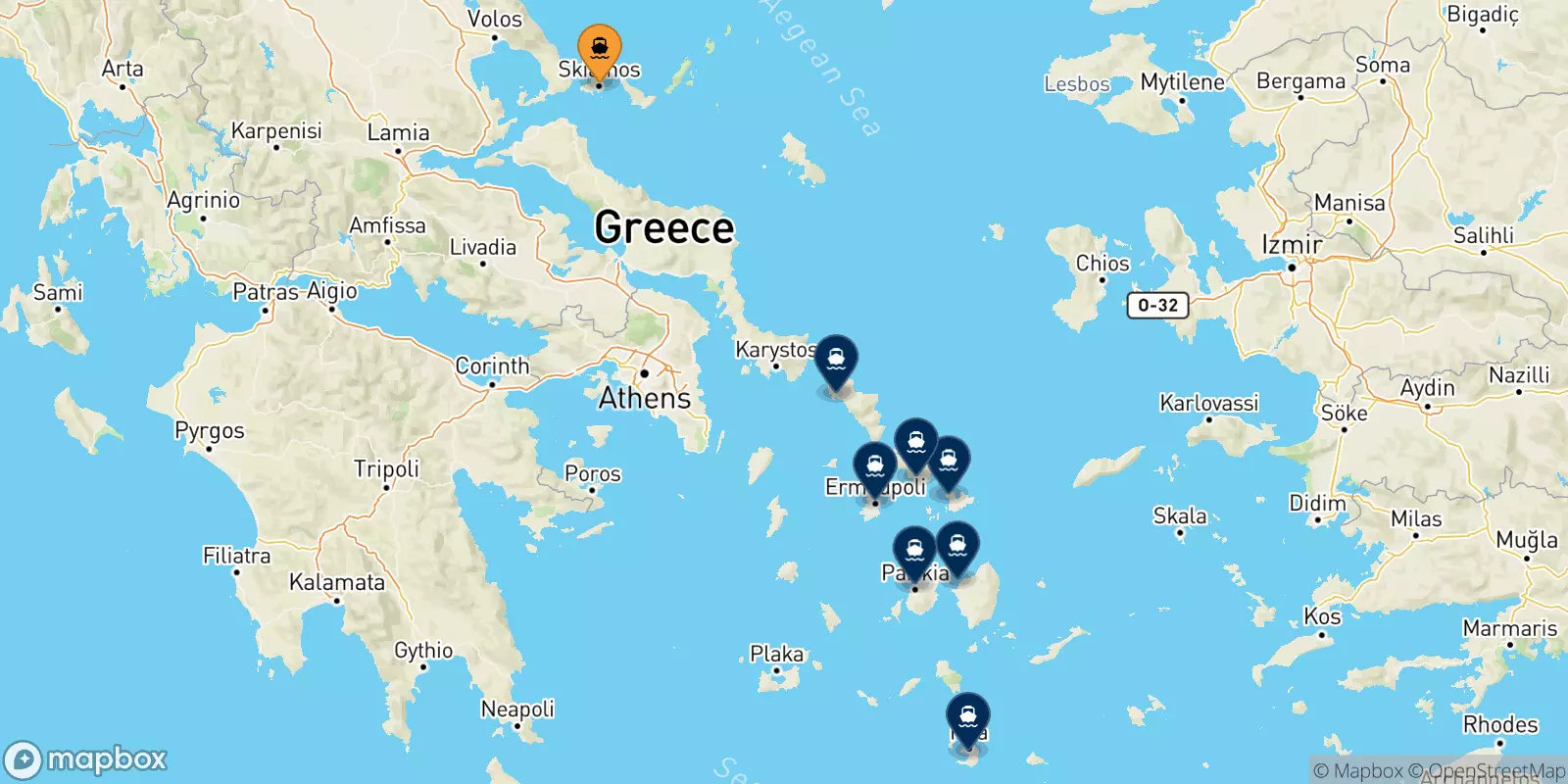 Ferries from Skiathos to the Cyclades Islands