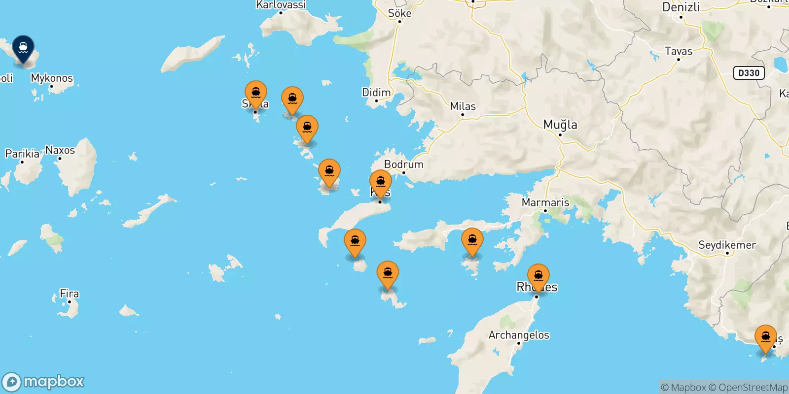 Ferries from the Dodecanese Islands to Tinos