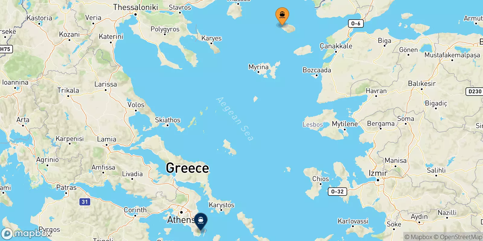 Ferries from Samothraki to Lavrio