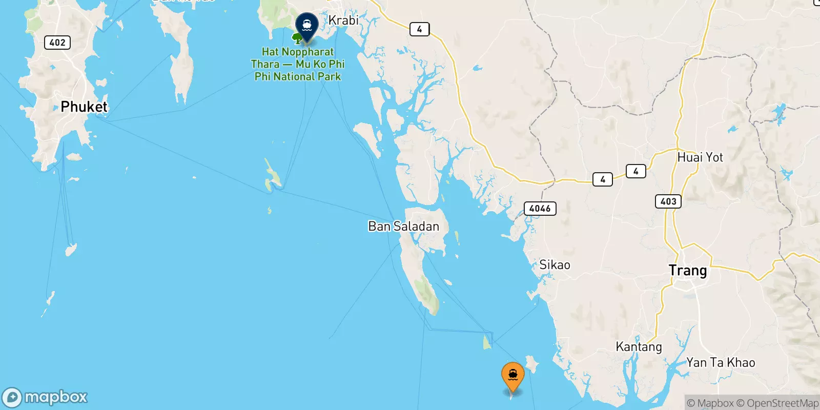 Ferries from Koh Kradan Beach to East Railay Bay Beach Floating Pier