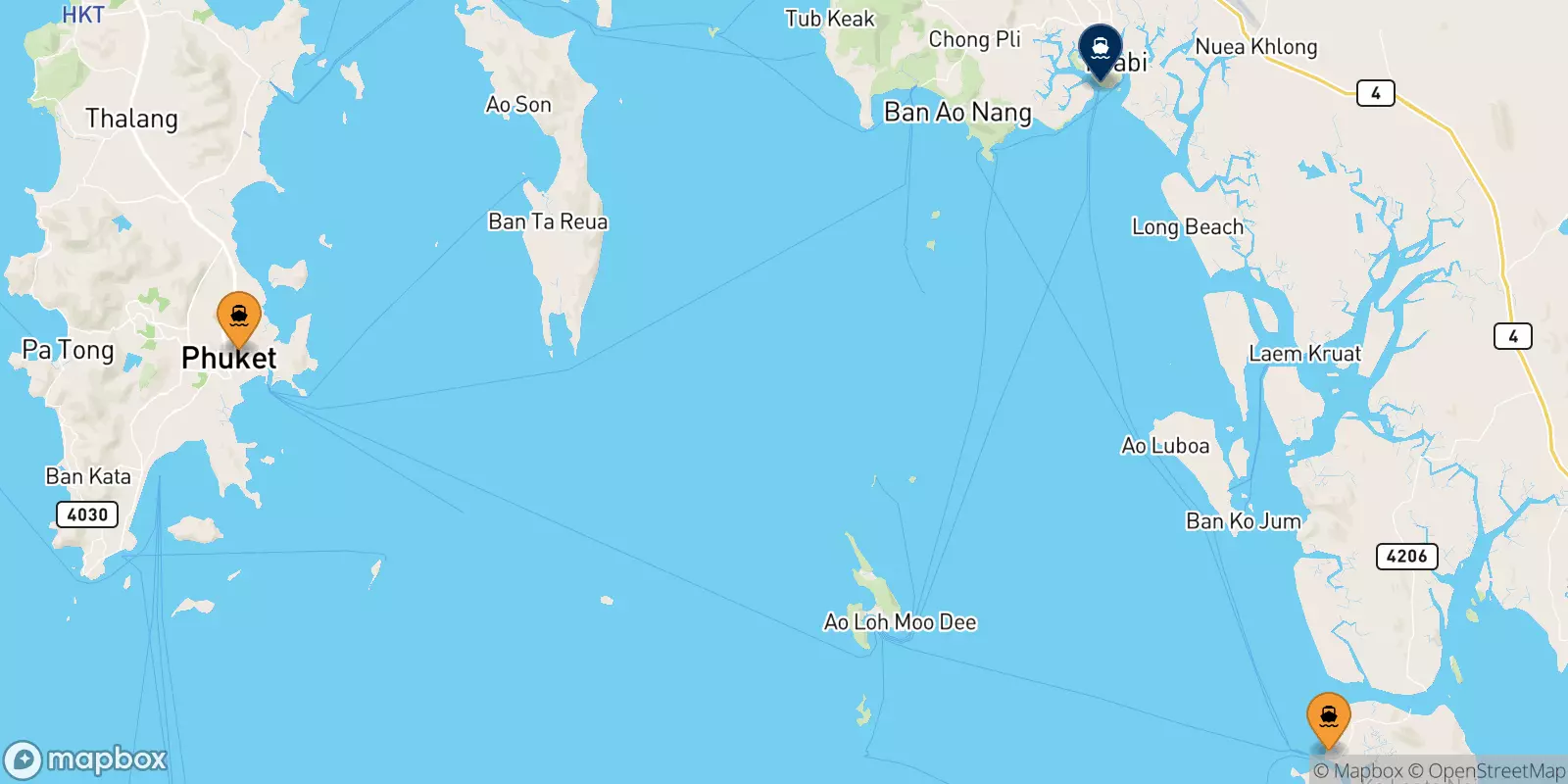 Ferries from Thailand to Krabi (Klong Jilad Pier)