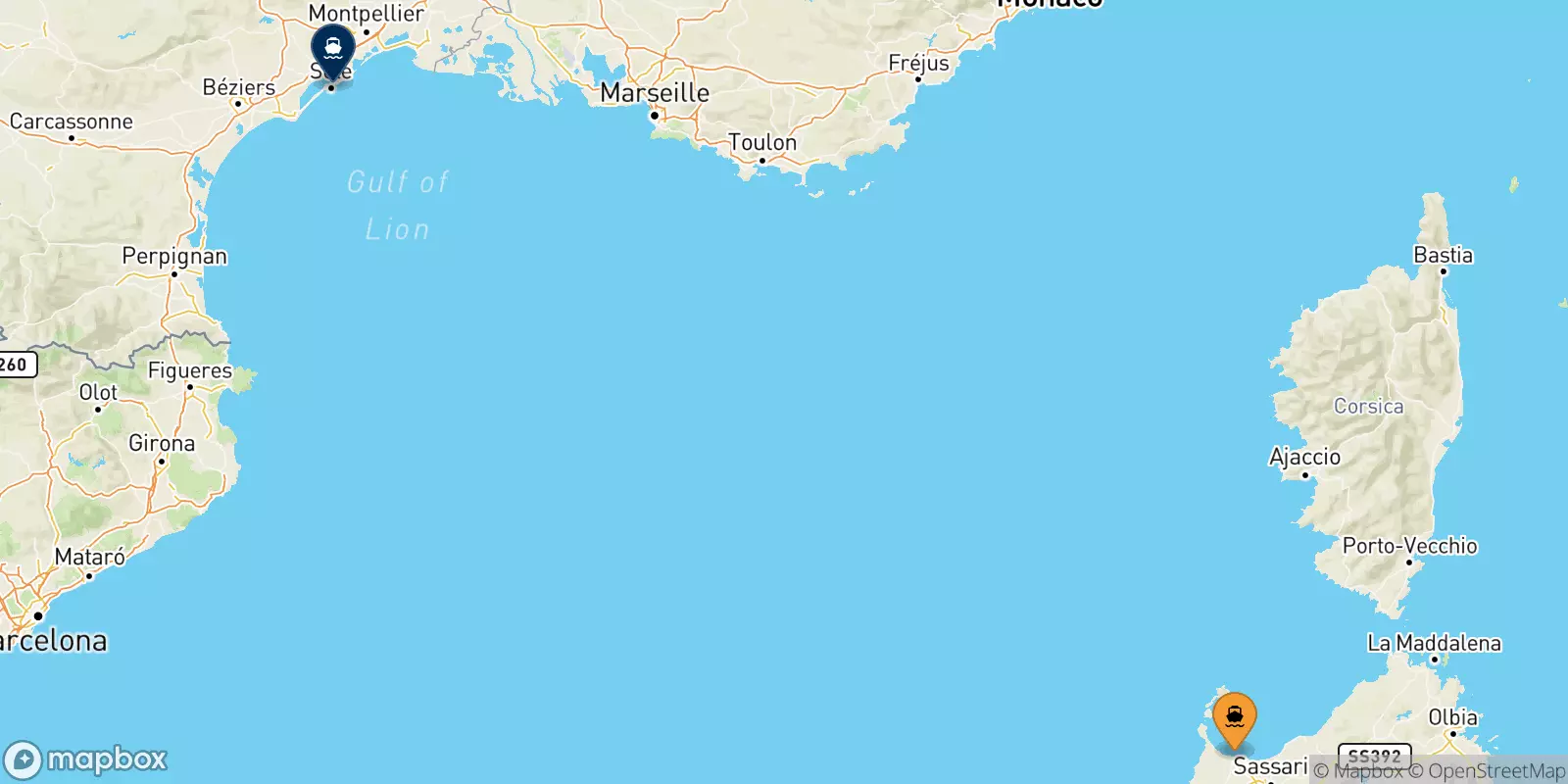 Ferries from Italy to Sete