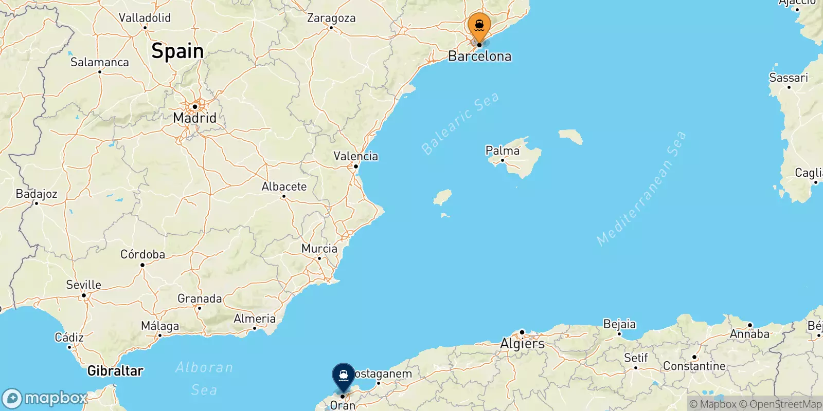 Ferries from Barcelona to Oran