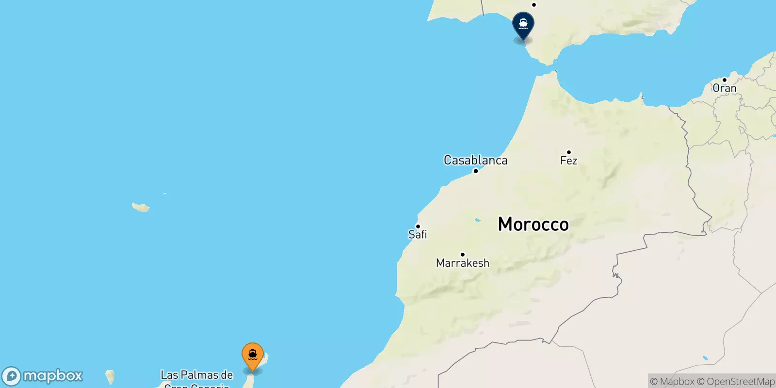 Ferries from Corralejo (Fuerteventura) to Cadiz
